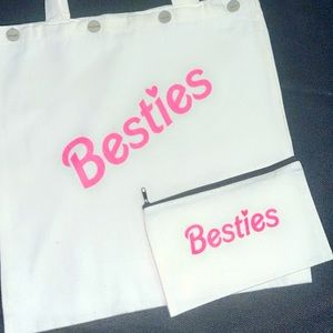 Extra Large Canvas tote w/ matching cosmetic bag 💗